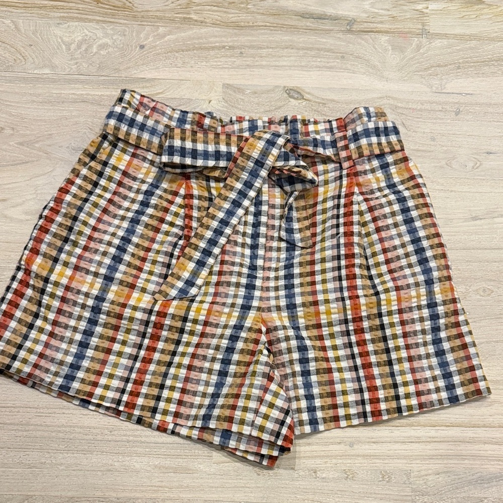 LOFT Multicolor Plaid High Waist Shorts